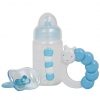 Accessoires set blauw - Poppen flesje rammelaar en speen