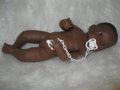 L34b Llorens levensechte babypop fullbody donker meisje zonder kleding inclusief speen 45 cm - Afbeelding 11