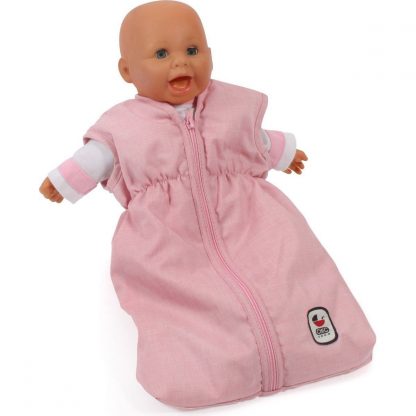 HU42a Poppenslaapzak pastel lichtroze voor poppen 35 t/m 46 cm