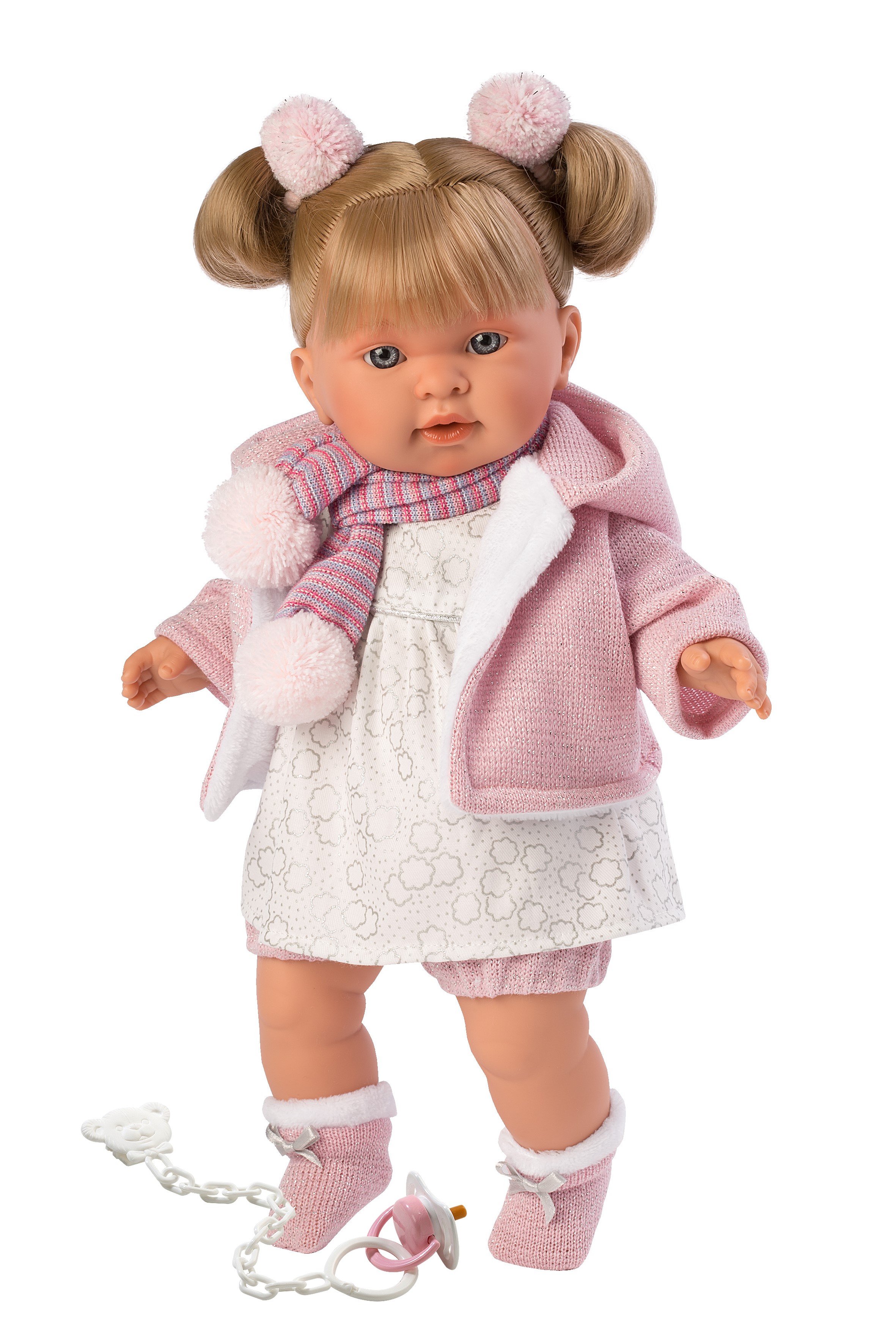 Kilometers Alfabet beton L18a Llorens babypop softbody pop blond haar met geluid kleding speen 42 cm  – Selintoys