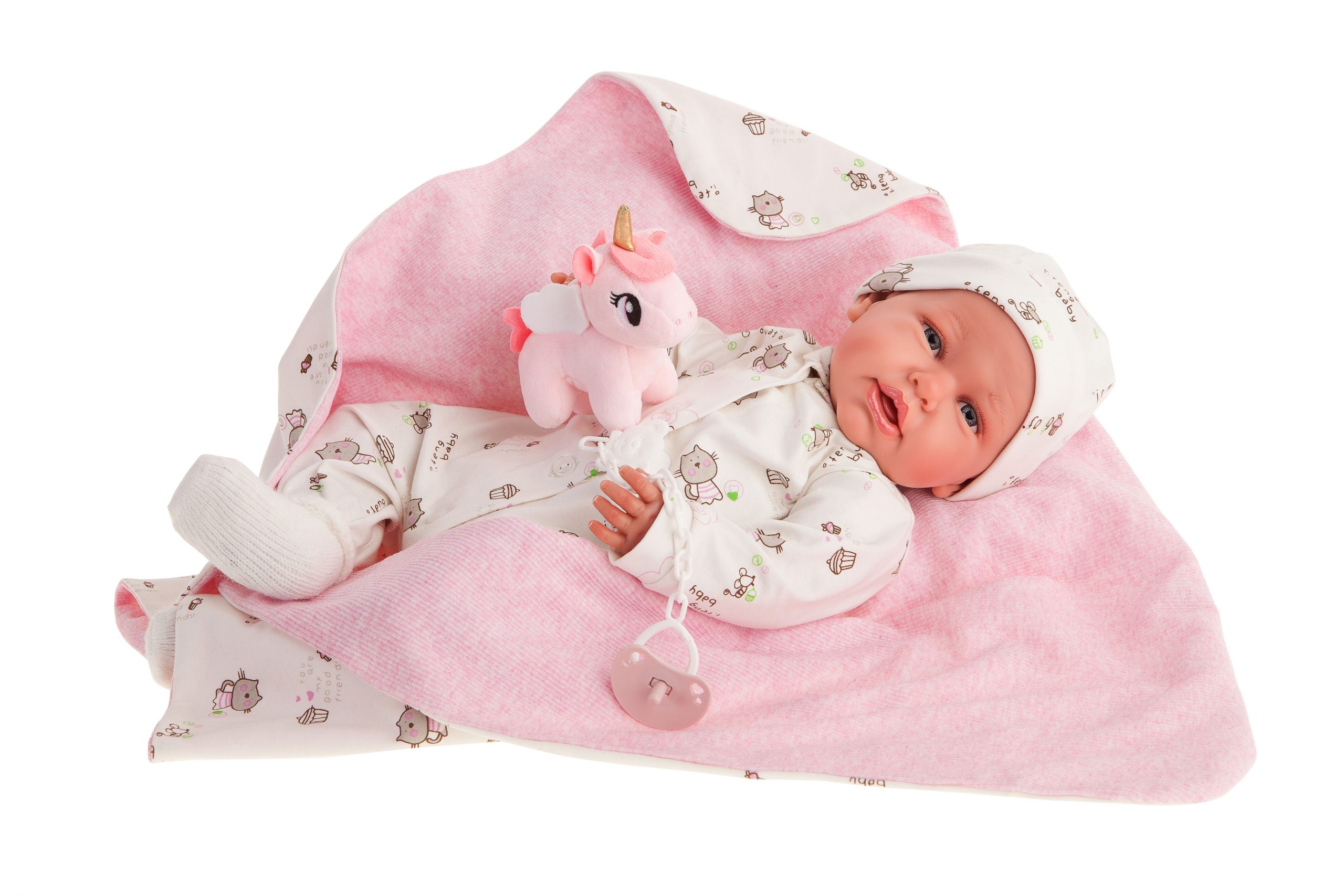 AJ10e Antonio Juan eerste reborn baby grote babypop met kleding deken en speen 52 cm –