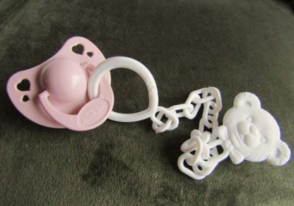 Speen roze met speenketting voor babypoppen - zie omschrijving tekst ! - Afbeelding 5