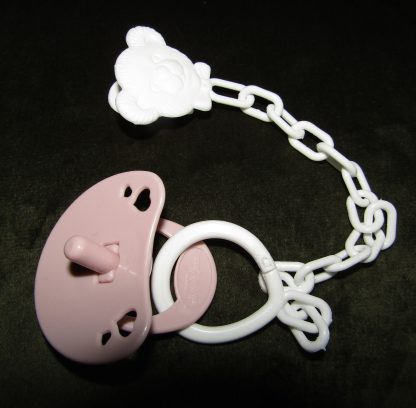 Speen roze met speenketting voor babypoppen - zie omschrijving tekst ! - Afbeelding 3
