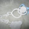 Speen blauw-wit met speenketting voor babypoppen - zie omschrijving tekst - Afbeelding 4