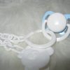 Speen blauw-wit met speenketting voor babypoppen - zie omschrijving tekst - Afbeelding 6
