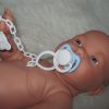Speen blauw-wit met speenketting voor babypoppen - zie omschrijving tekst