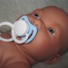 Speen blauw-wit met speenketting voor babypoppen - zie omschrijving tekst - Afbeelding 2