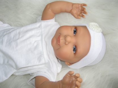 Poppen mutsje wit met hartje passend voor babypoppen van 42 t/m 55 cm - Afbeelding 8