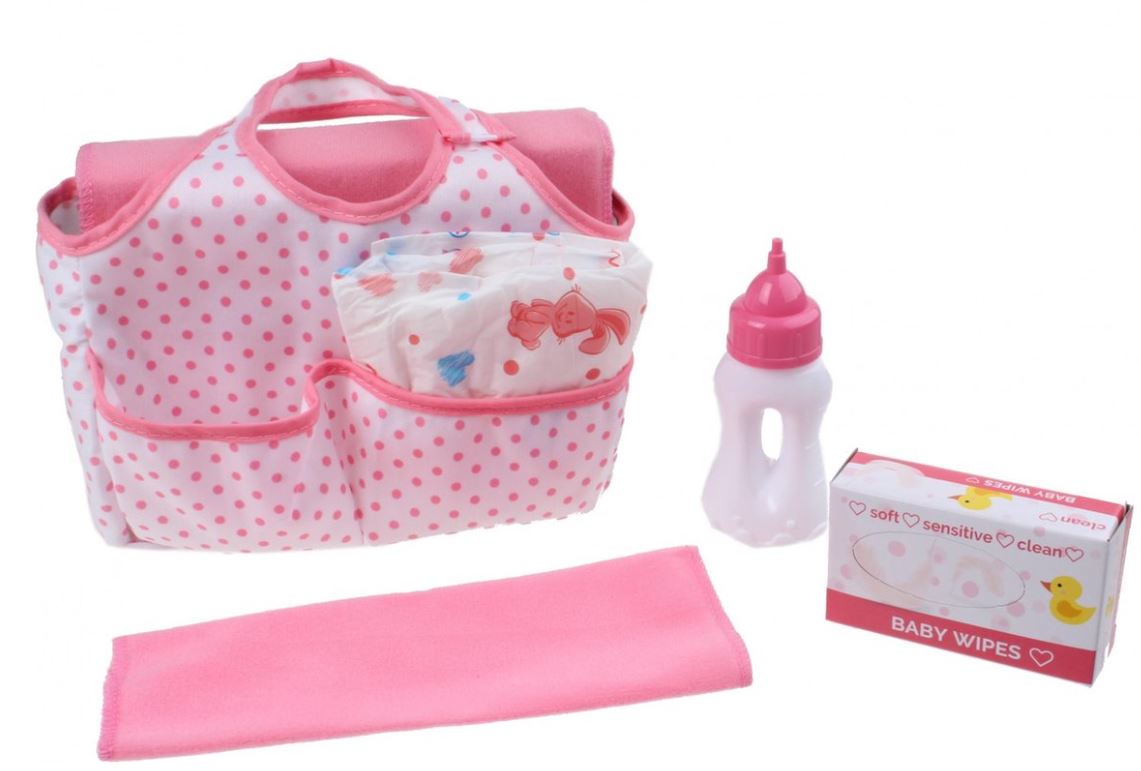 Saai Belonend krant HU38c Luiertas roze met accessoires voor poppen 30 t/m 53 cm – luier tas –  Selintoys