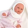 L10i Llorens levensechte babypop soft body baby pop met geluid kleding deken en speen 42 cm