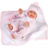L04c Llorens levensecht mini babypopje meisje fullbody met kleding deken en speen 26 cm