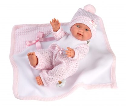 L04c Llorens levensecht mini babypopje meisje fullbody met kleding deken en speen 26 cm