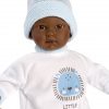 L15e Llorens levensecht babypopje donker soft body baby pop met wit blauwe kleding 30 cm - Afbeelding 2