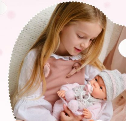 L20a Llorens babypop softbody baby pop met geluid roze kleding deken en speen 38 cm - Afbeelding 6