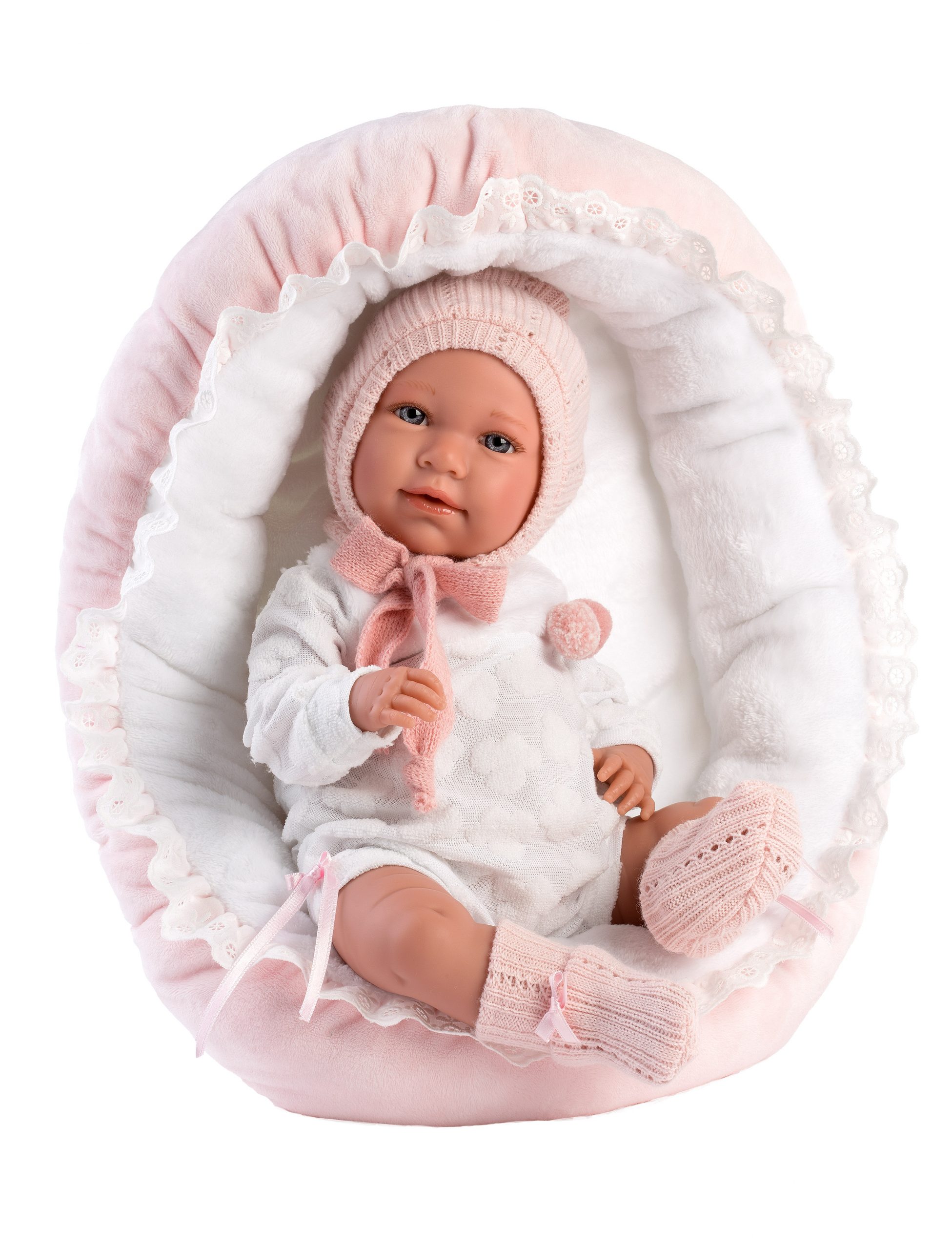 L10a levensechte babypop soft body baby pop met bedje en speen 42 cm – Selintoys