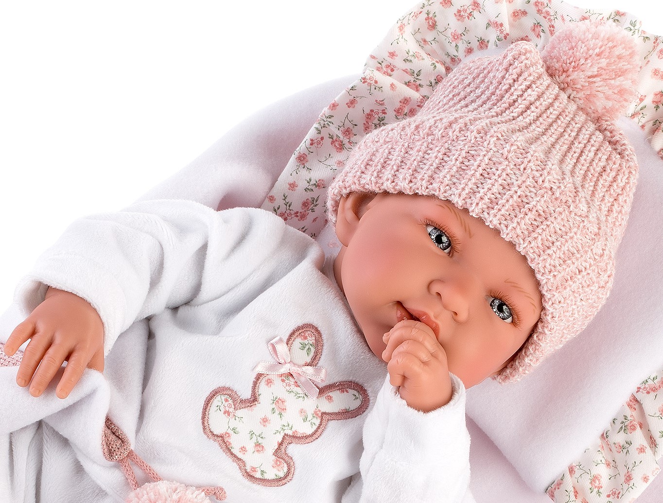 Maak een naam Verscheidenheid Crack pot L12d Llorens levensechte babypop softbody baby pop met geluid roze witte  kleding deken speen 44 cm – Selintoys