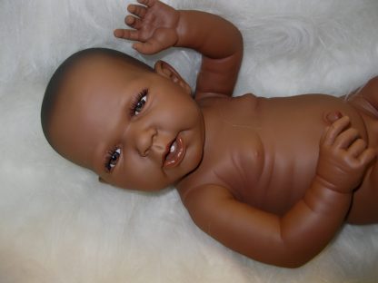 AD1d Levensechte Babypop Newborn Jongen fullbody donker 52 cm Laatste !