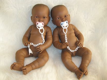 L30 Llorens levensechte babypop tweeling fullbody donker jongen en meisje inclusief speen 45 cm - Afbeelding 3