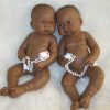 L30 Llorens levensechte babypop tweeling fullbody donker jongen en meisje inclusief speen 45 cm - Afbeelding 8