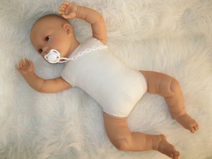 AD9 Levensechte Babypop Leoni softbody blauwe ogen zonder kleding inclusief speen 52 cm - Afbeelding 5