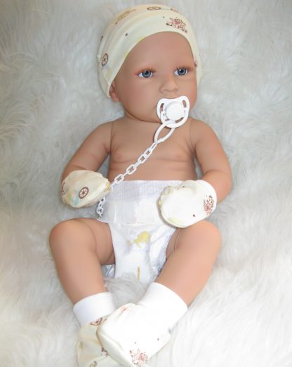 ADK0l Levensechte Babypop Newborn Jongen fullbody blank 52 cm in luier mutsje slofjes en speen - Afbeelding 2