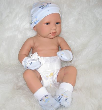 ADK0 Levensechte Babypop Newborn Jongen fullbody blank 52 cm in luier mutsje slofjes en speen - Afbeelding 3