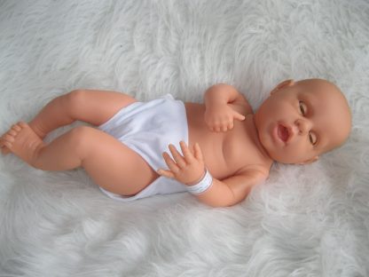 PDt08a Babypop Meisje blank met slaapogen mutsje slofjes set 52 cm - Afbeelding 9