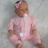AD8a Levensechte Babypop Kristina soft body blauwe ogen in roze set met speen 52 cm - Afbeelding 11
