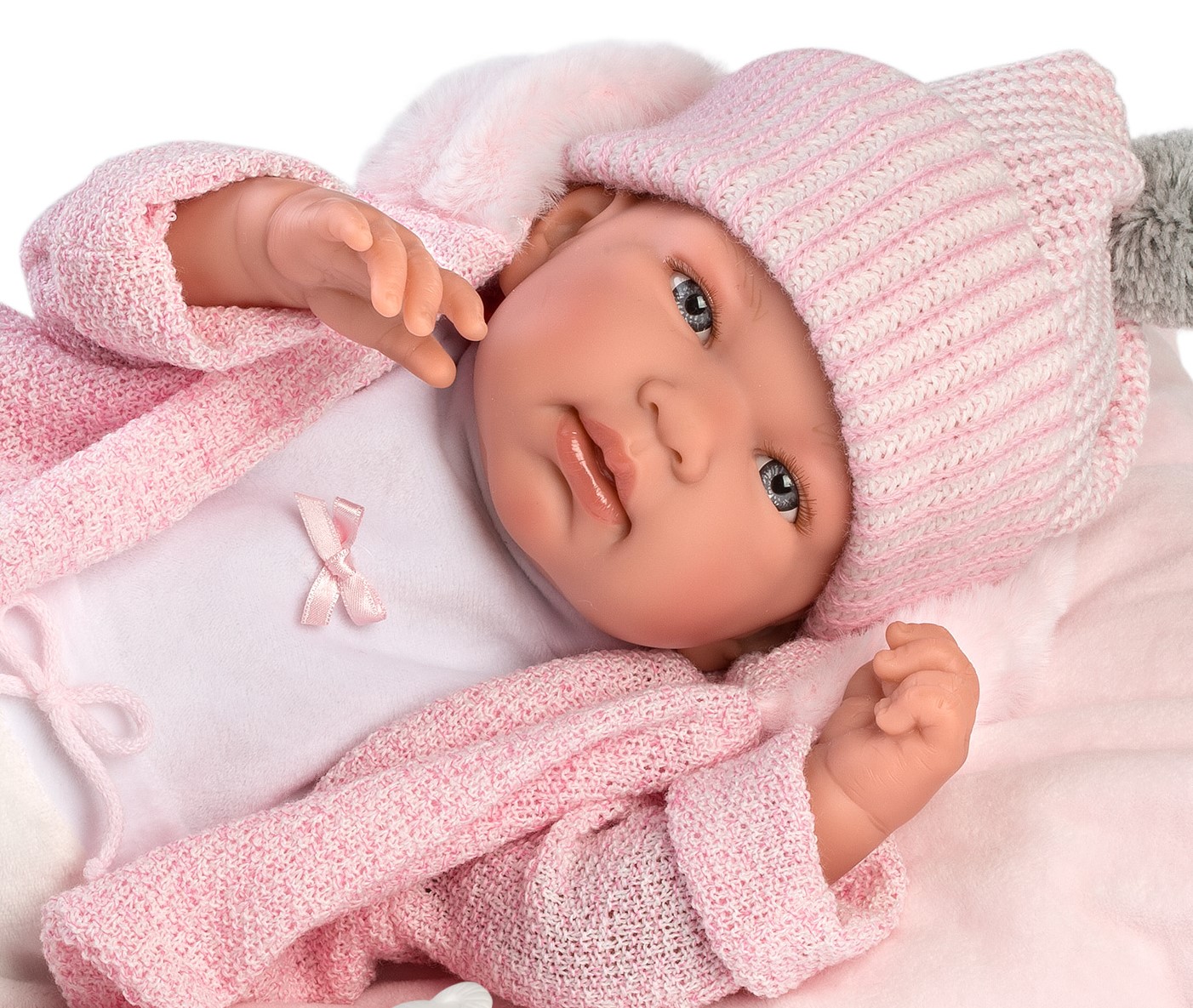 schermutseling Bloeien ingesteld L12c Llorens levensechte babypop softbody baby pop met geluid roze witte  kleding kussen speen 44 cm – Selintoys