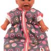 uitverkocht HU47a Poppenslaapzak grijs met roze print voor poppen 35 t/m 46 cm