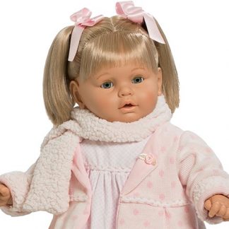 stem Maria spek SB25a Berbesa soft body pop met blond lang haar geluid kleding en speen 62  cm – Selintoys