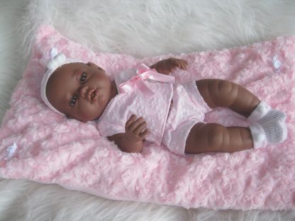 SB02 Berbesa fullbody babypop meisje donker met kleding en kussen 42 cm - Afbeelding 14