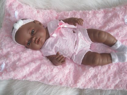 SB02 Berbesa fullbody babypop meisje donker met kleding en kussen 42 cm - Afbeelding 28