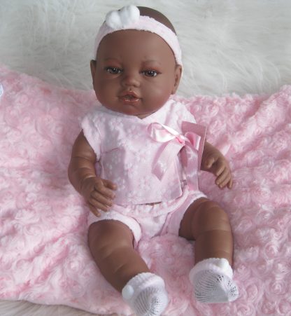 SB02 Berbesa fullbody babypop meisje donker met kleding en kussen 42 cm - Afbeelding 4