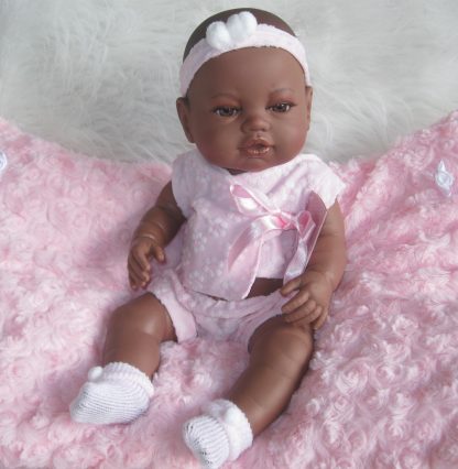 SB02 Berbesa fullbody babypop meisje donker met kleding en kussen 42 cm - Afbeelding 6
