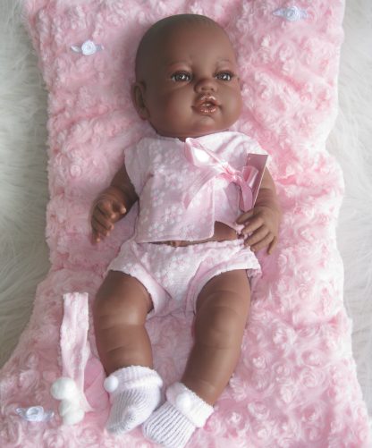 SB02 Berbesa fullbody babypop meisje donker met kleding en kussen 42 cm - Afbeelding 10