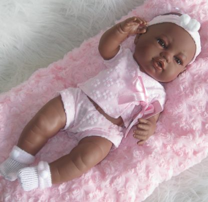 SB02 Berbesa fullbody babypop meisje donker met kleding en kussen 42 cm - Afbeelding 15