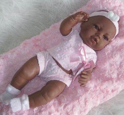 SB02 Berbesa fullbody babypop meisje donker met kleding en kussen 42 cm - Afbeelding 12