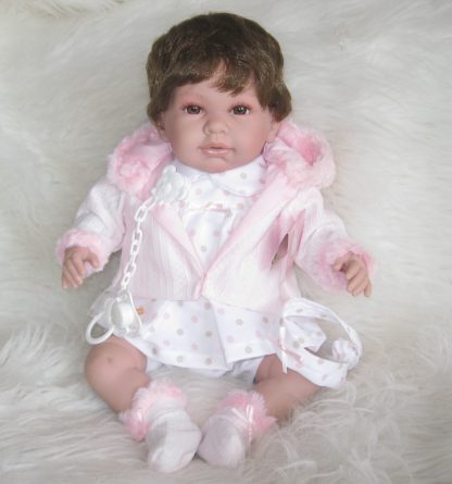 SB12a Berbesa soft body babypop met bruin haar met geluid en kleding en speen 42 cm - Afbeelding 27