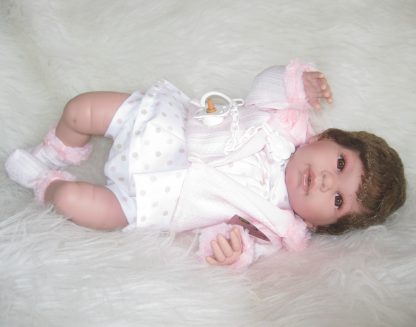SB12a Berbesa soft body babypop met bruin haar met geluid en kleding en speen 42 cm - Afbeelding 26