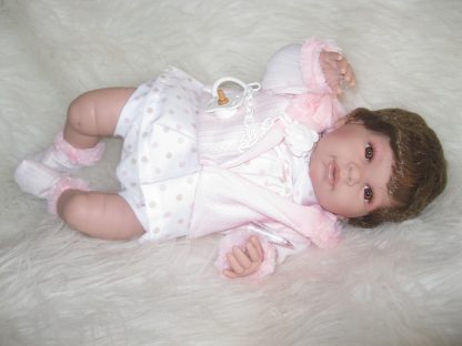 SB12a Berbesa soft body babypop met bruin haar met geluid en kleding en speen 42 cm - Afbeelding 25