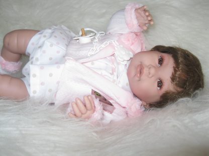 SB12a Berbesa soft body babypop met bruin haar met geluid en kleding en speen 42 cm - Afbeelding 24