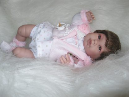 SB12a Berbesa soft body babypop met bruin haar met geluid en kleding en speen 42 cm - Afbeelding 23
