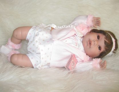 SB12a Berbesa soft body babypop met bruin haar met geluid en kleding en speen 42 cm - Afbeelding 21
