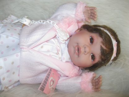 SB12a Berbesa soft body babypop met bruin haar met geluid en kleding en speen 42 cm - Afbeelding 8