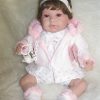 SB12a Berbesa soft body babypop met bruin haar met geluid en kleding en speen 42 cm - Afbeelding 9