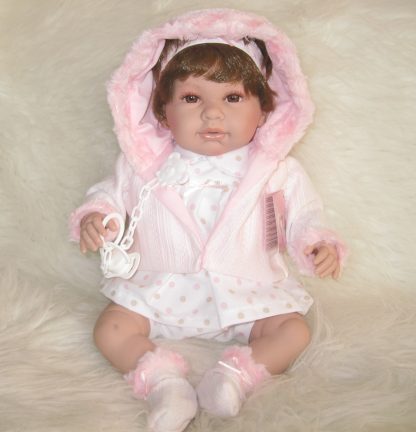 SB12a Berbesa soft body babypop met bruin haar met geluid en kleding en speen 42 cm - Afbeelding 16