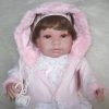 SB12a Berbesa soft body babypop met bruin haar met geluid en kleding en speen 42 cm