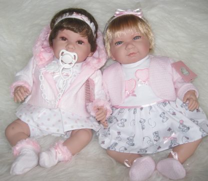 SB12a Berbesa soft body babypop met bruin haar met geluid en kleding en speen 42 cm - Afbeelding 14