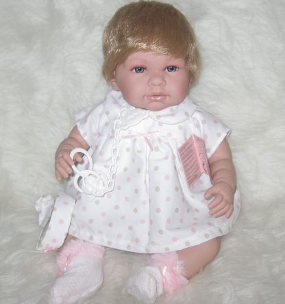 SB12b Berbesa soft body babypop blond haar met geluid kleding reiswieg en speen 42 cm - Afbeelding 27